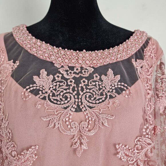 Le Bos Womens Formal Embroidered Lace Bodice Draped Skirt Maxi Dress Size 10 - Picture 16 of 16